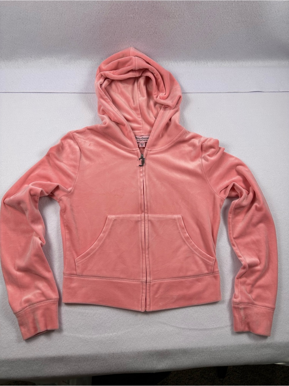 Juicy Couture Velour Zip Up Hoodie Pink Rhinestone Bling Logo Y2K Velvet Jacket